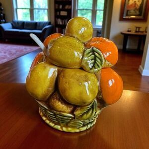 Vintage 1960’s Inarco Ceramic Orange & Lemon Basket Condiment/Sugar Bowl - Japan